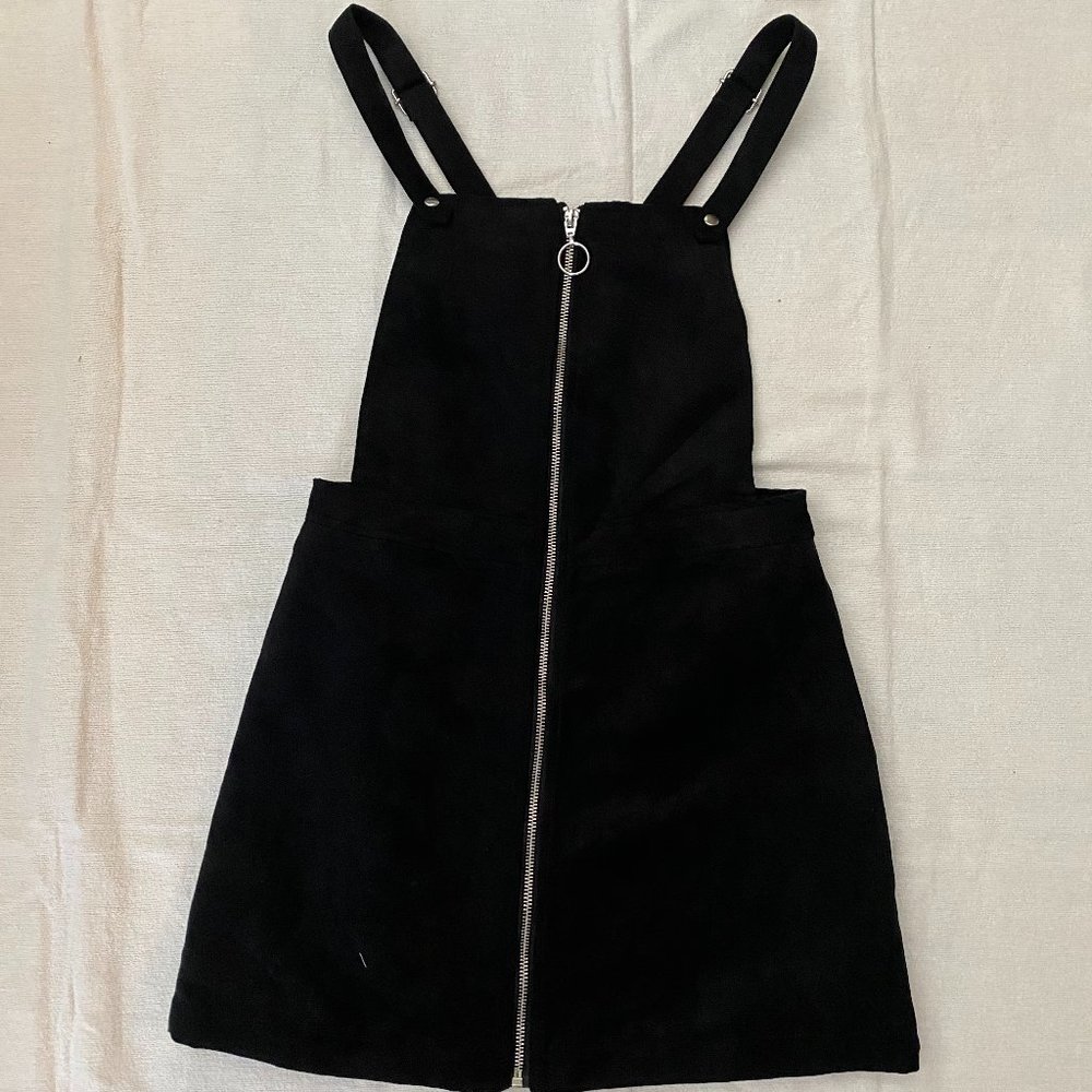 H&M Suede Black Overall Bib Dress
